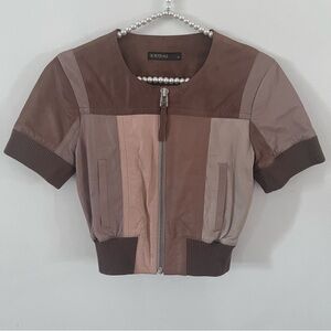 Supertrash Multi-Tone Patchwork Lamb Leather Bomber Jacket |Size XS/Small|